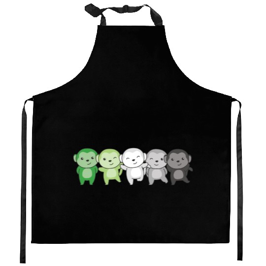 Aromantik Flag Pride Lgbtq Cute Monkey Kitchen Aprons