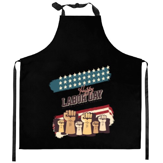 Labor Day Fists Raised Kitchen Aprons