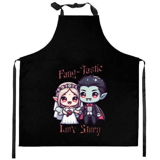 Vampire Bride and Groom Love Story Kitchen Aprons