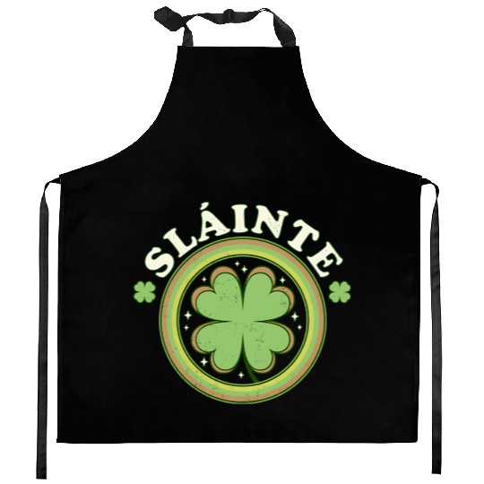 Slainte Cheers Good Health Saint Patrick's Day Kitchen Aprons