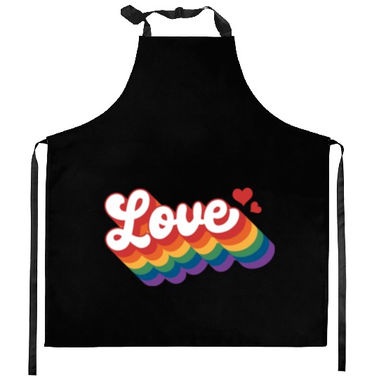 Love with hearts Pride Rainbow Flag Kitchen Aprons