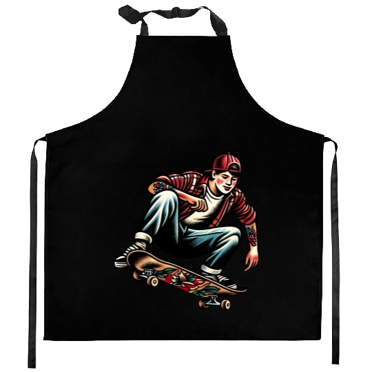 AI Old School 90s Teen Skater Kitchen Aprons