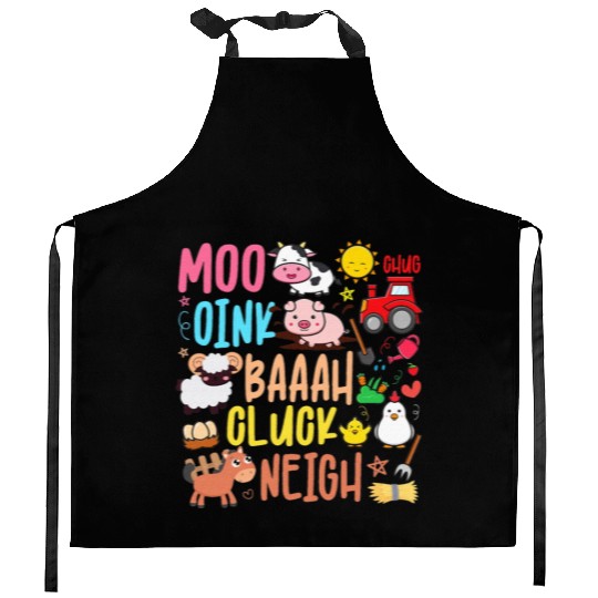 Farm Animals Sounds Oink Baa Neigh Cluck Moo Kitchen Aprons
