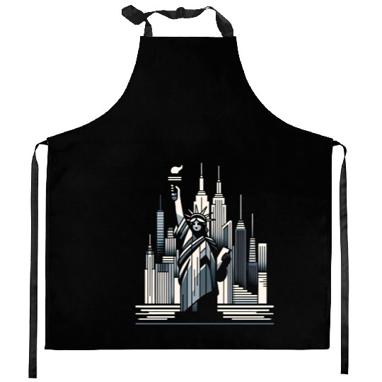 Statue of Liberty Embrace Kitchen Aprons