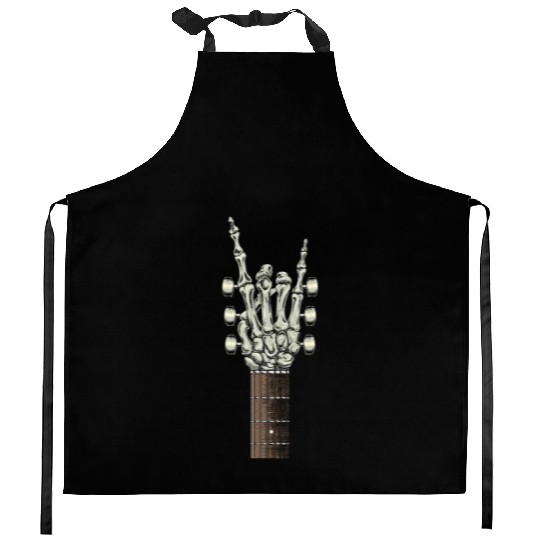 Rock On Skeleton Hand Guitar Rock Roll Rock Band Kitchen Aprons
