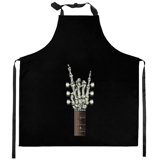 Rock On Skeleton Hand Guitar Rock Roll Rock Band Kitchen Aprons