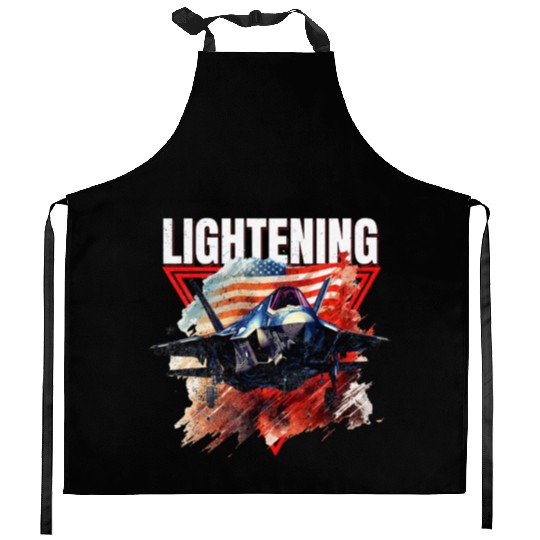 F35 Lightning Fighter Jet Plane Veteran Military Kitchen Aprons