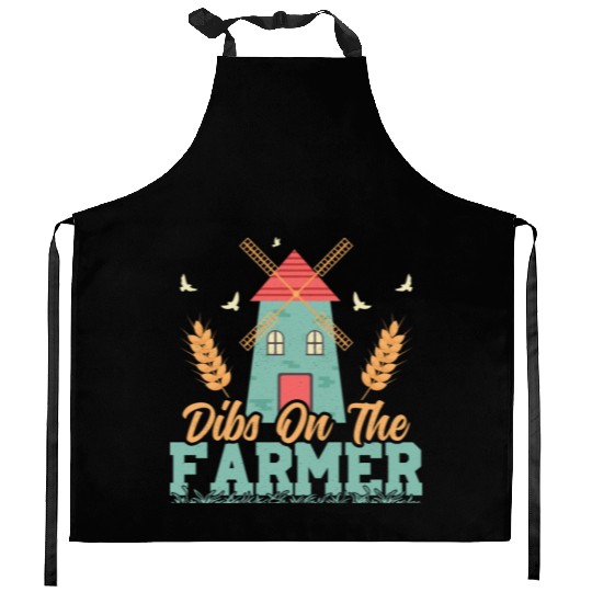 Dibs On The Farmer Farming Animal Farm Kitchen Aprons