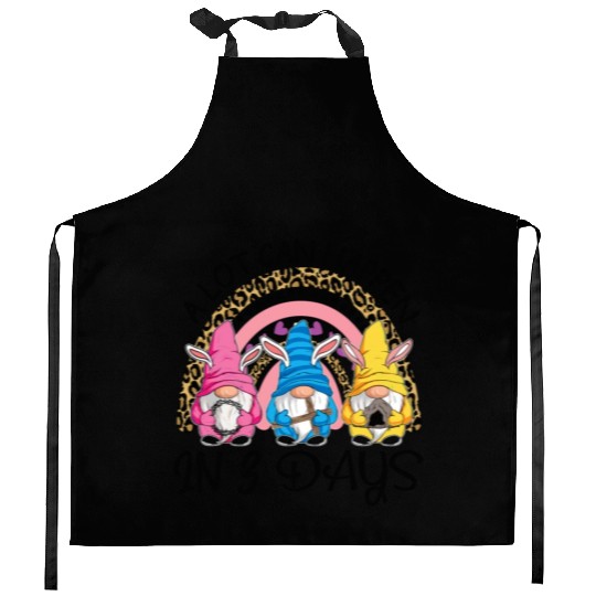A Lot Can Happen in 3 Day Gnomes Rainbow Ester Day Kitchen Aprons