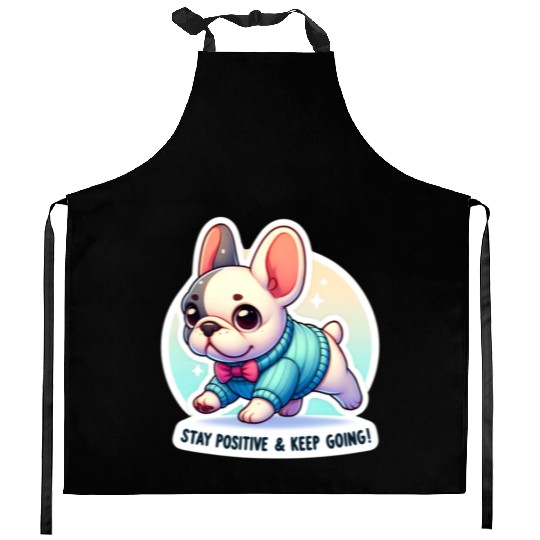 Stay Positive French Bulldog Motivational Words Kitchen Aprons