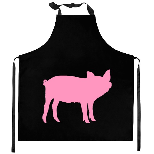 Pig Silhouette I Love pigs pink piggy piglet Kitchen Aprons