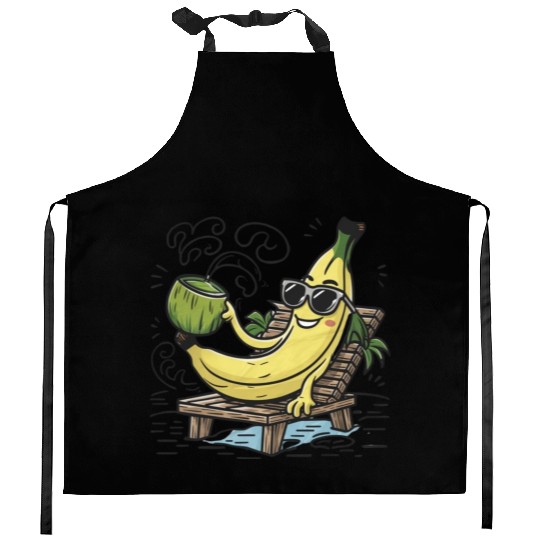 Tropical Paradise: Tranquil Beach Sunset Kitchen Aprons