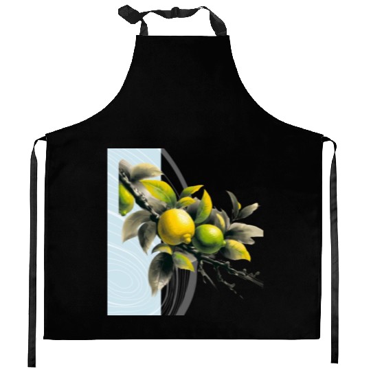 Green and yellow lemon Kitchen Aprons