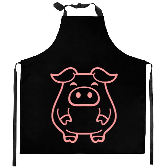 Little cute piggy pig piglet fat chubby animal Kitchen Aprons