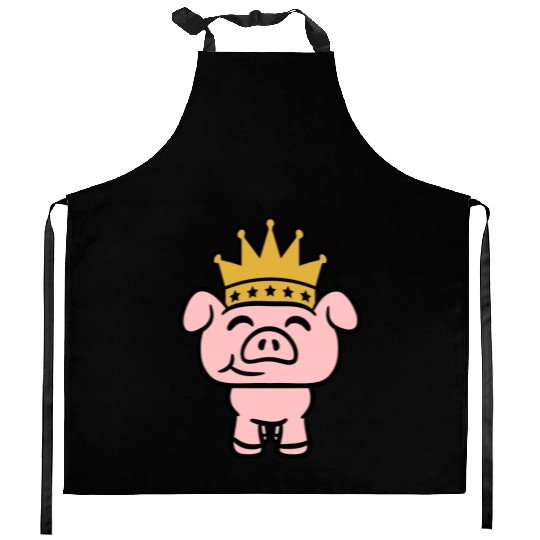 Pig King Queen Crown Prince Princess Piggy Piglet Kitchen Aprons