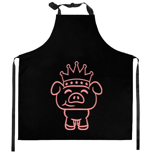 Pig King Queen Crown Prince Princess Piggy Piglet Kitchen Aprons
