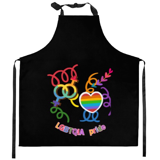 LGBTQIA+ Pride Rainbow Heart Kitchen Aprons