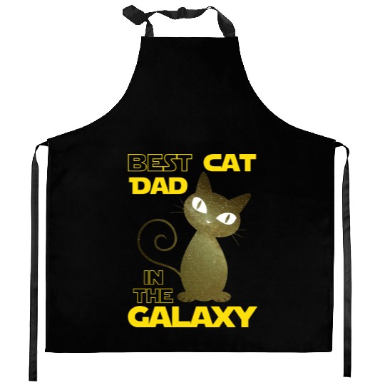 Galaxy Cat Best Cat Dad Kitchen Aprons