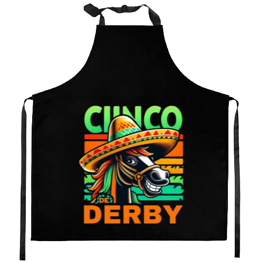 cinco de derby cinco de mayo fiesta Horse Racing Kitchen Aprons