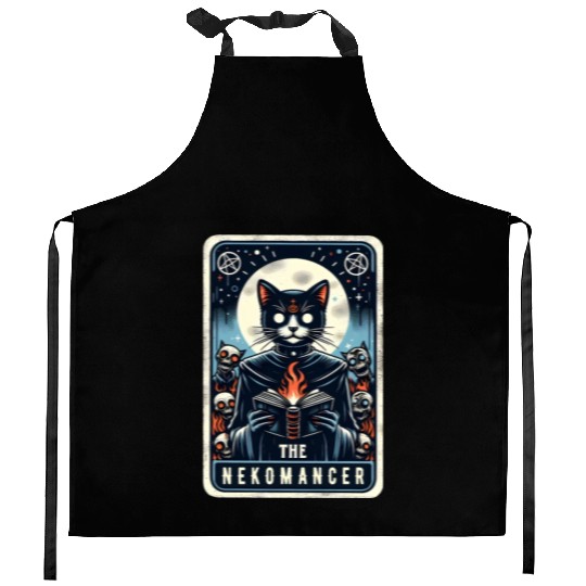 The Nekomancer Funny Tarot Necromancer Cat Pun Kitchen Aprons