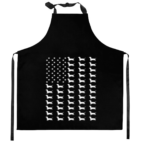 American Flag Silhouette Dachshund 4th Of July Kitchen Aprons