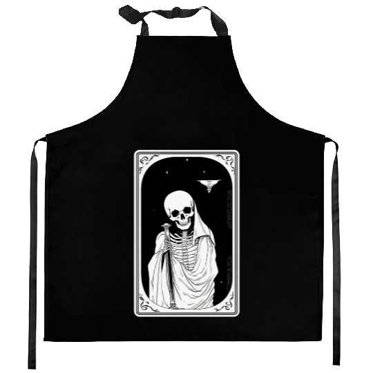 Skeleton Tarot Card Reader Astrology Occult Kitchen Aprons