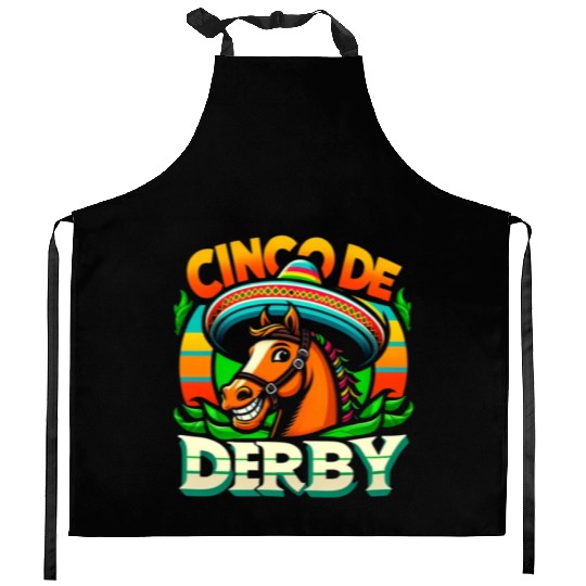 cinco de derby cinco de mayo fiesta Horse Racing Kitchen Aprons