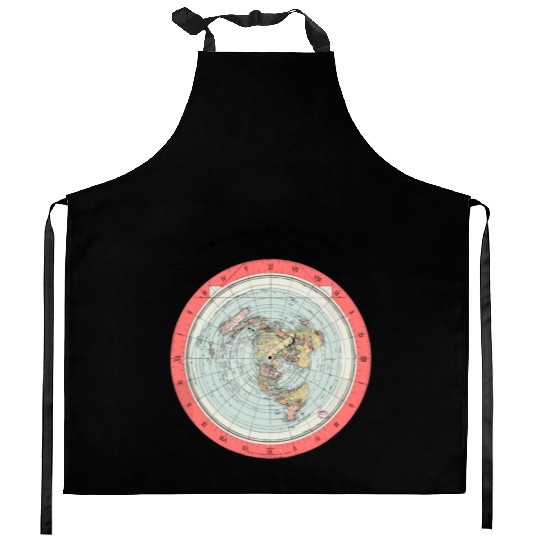 Flat Earth Theory World Map - Funny Conspiracy The Kitchen Aprons