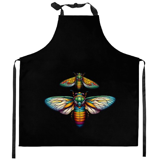 Colorful Cicada Insect Great Eastern Brood Cicada Kitchen Aprons