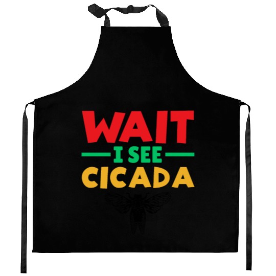 Wait I See Cicada, Colorful Cicada Spring Summer Kitchen Aprons