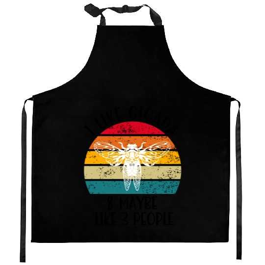 I Like Cicada & Maybe Like 3 People, Retro Sunset Kitchen Aprons