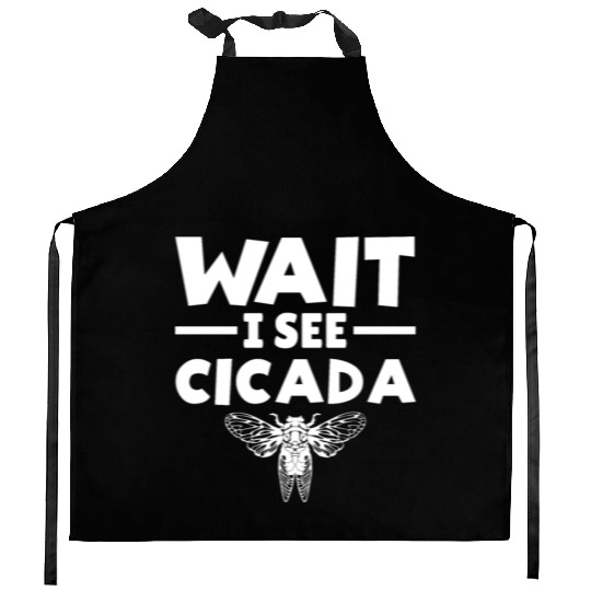 Wait I See Cicada, Funny Colorful Cicada Spring Kitchen Aprons