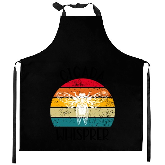 Cicada Whisprer, Retro Sunset Summertime 80's 90's Kitchen Aprons