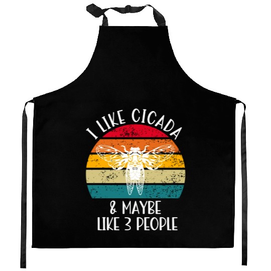 I Like Cicada & Maybe Like 3 People, Retro Sunset Kitchen Aprons