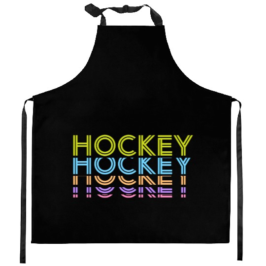Hockey Colorful Typography Kitchen Aprons