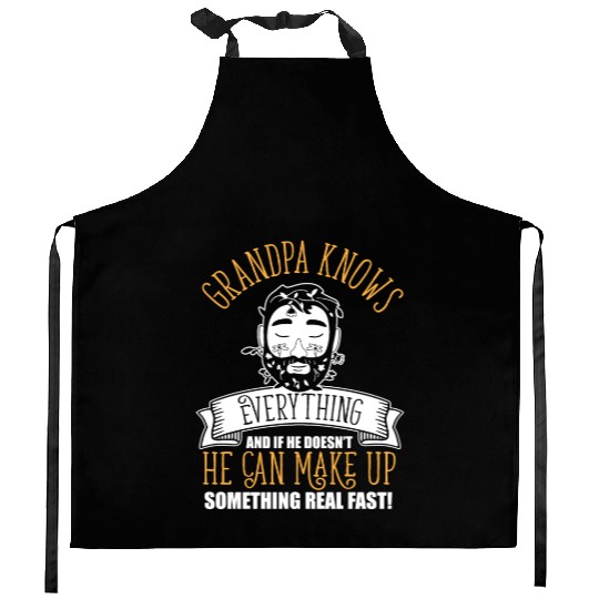 Grandpa Knows Everything Funny Father's Day Dad Kitchen Aprons