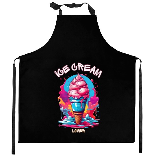 ice cream lover Kitchen Aprons