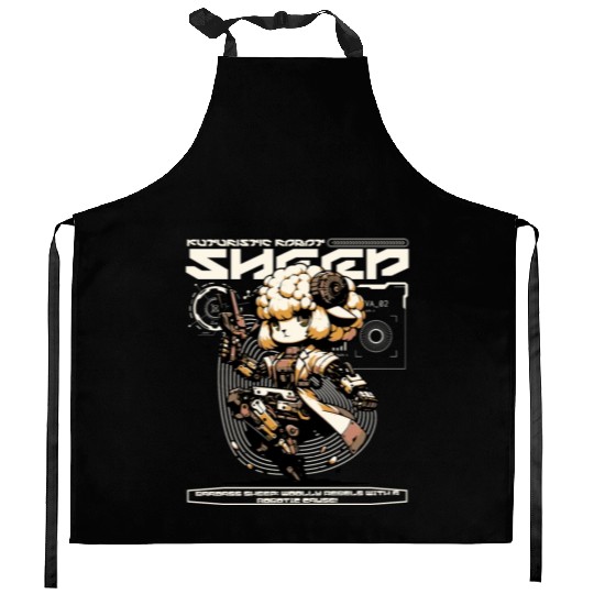 Aries Sheep Future Farm Animal Ram Robot Wool Kitchen Aprons