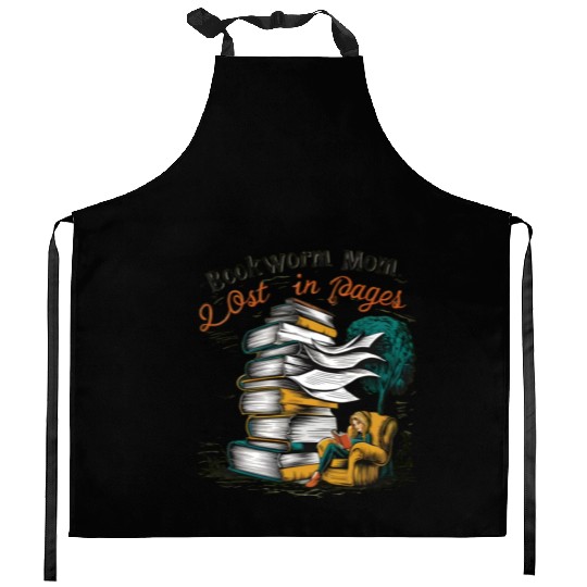 Bookworm Mom lost in the pages design Kitchen Aprons