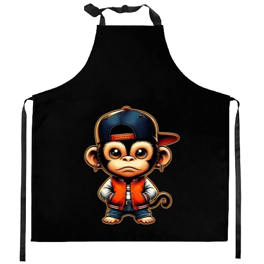 Kitchen Aprons Funny of a monkey dressed as rap