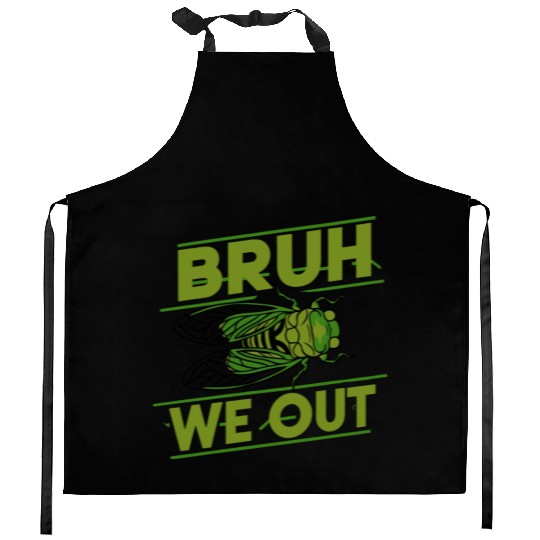 Bruh We Out Green Cicada Kitchen Aprons
