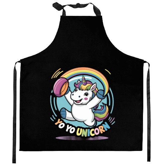 Funny YoYo Unicorn Rainbow Skill Kitchen Aprons