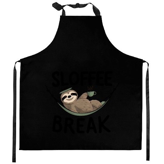 Relaxing Sloth Coffee Lover Fun Coffee Break Kitchen Aprons