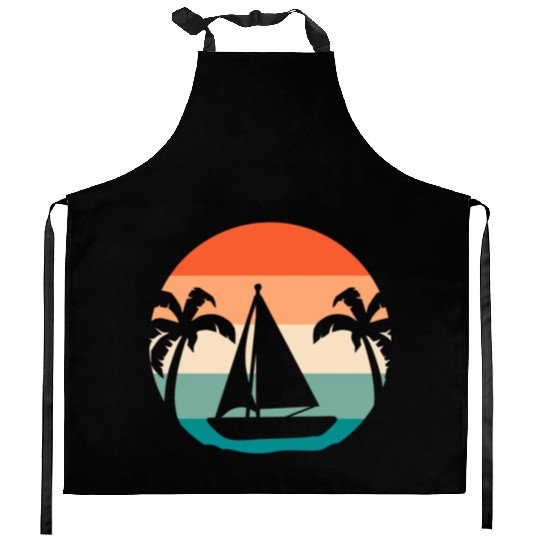 Retro Beach Sailing Sailing Instructor Kitchen Aprons