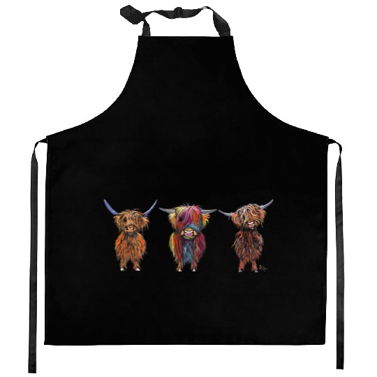 CoW PRiNT ANiMaL PRiNT HiGHLaND CoWS ' ALL THRee ' Kitchen Aprons