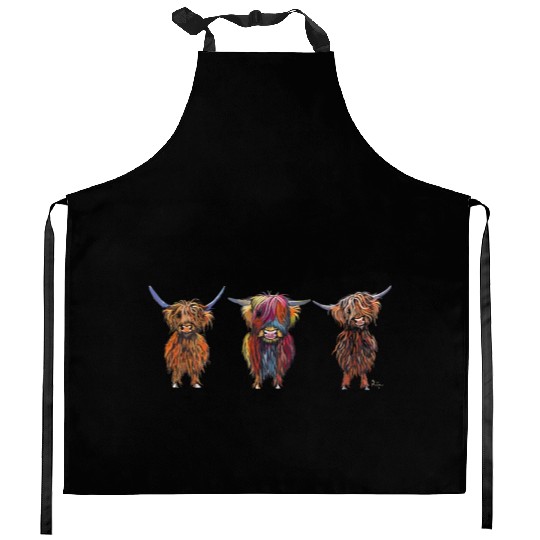 CoW PRiNT ANiMaL PRiNT HiGHLaND CoWS ' ALL THRee ' Kitchen Aprons