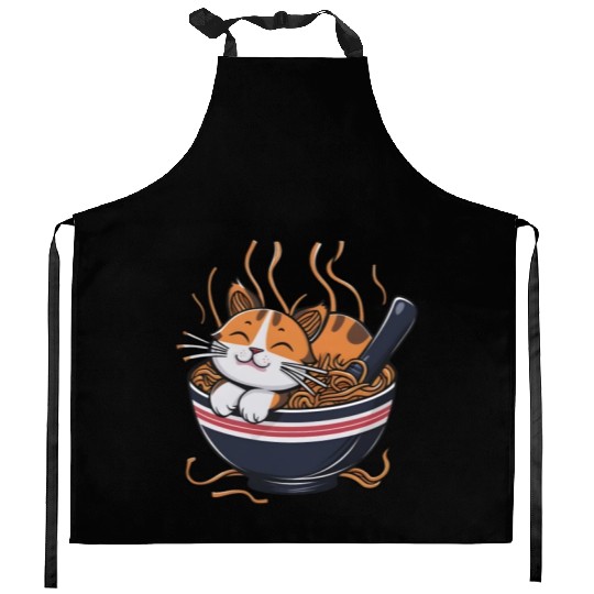Kawaii Otaku cat Ramen Bowl Japanese Noodles Lover Kitchen Aprons