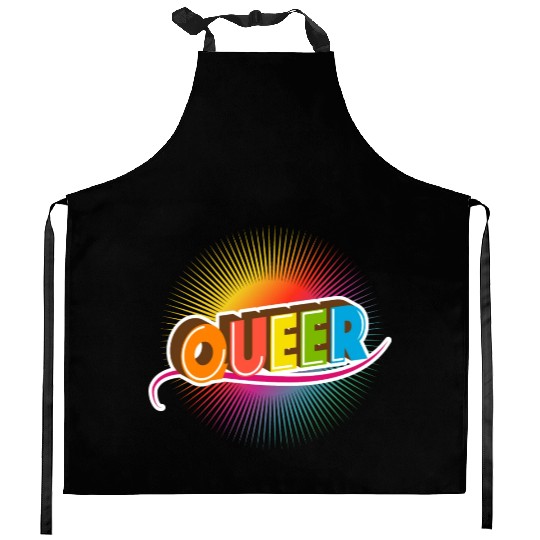 Queer Typo for Pride Month Equal Rights LGBTQ Kitchen Aprons