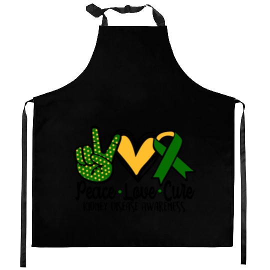 Peace Love Cure ney Disease Awareness March Green Kitchen Aprons