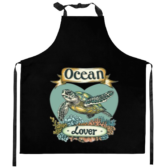 Ocean Lover Sea Turtle Kitchen Aprons